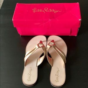 Lilly Pulitzer Gold McKim Leather Sandals